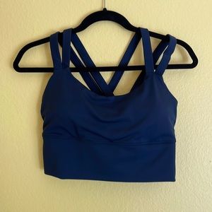 Navy long-lined sports bra